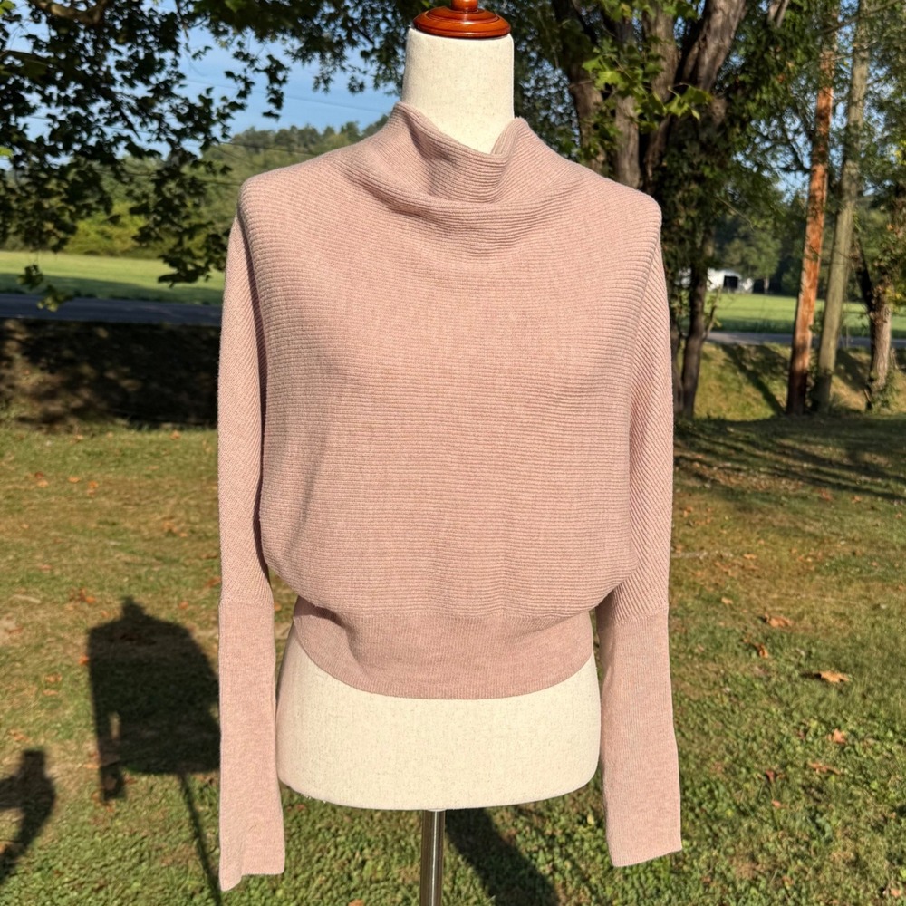 AllSaints Ridley Crop Jumper Blush Pink Wool Cashmere Ribbed Sweater S Designer